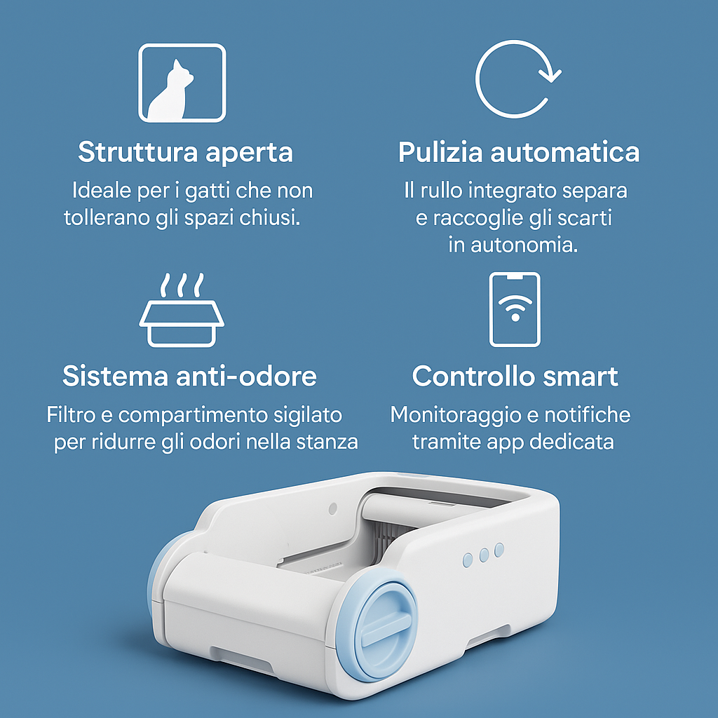CasaBox — Lettiera Automatica Aperta, Anti-Odore e Smart App